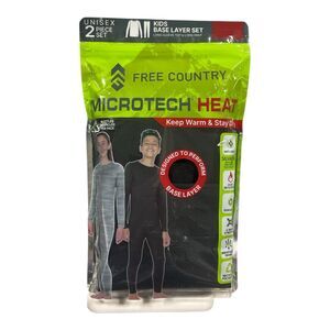 Black - Free Country Youth Unisex 2 Piece Long Sleeve Top & Long Pant Base Layer